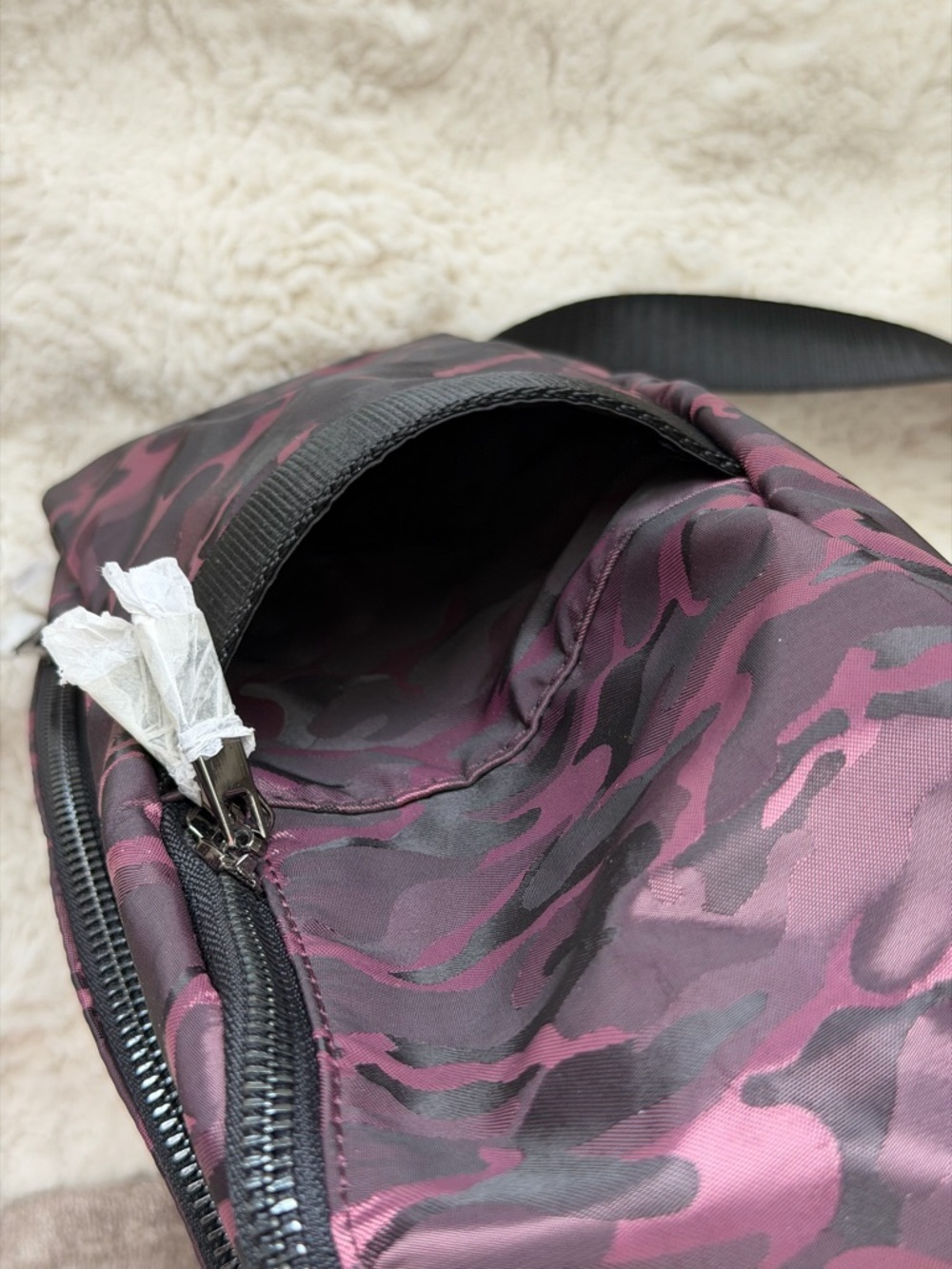 Trendy Fabletics The Downtown Burgundy Camo Backpack - Active Lifestyle - Picture 11 of 15